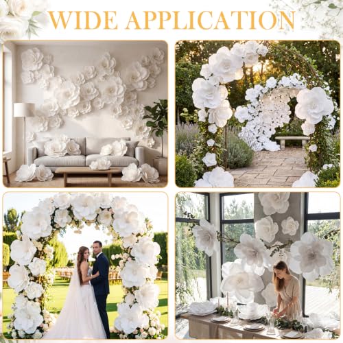 White 96 Pcs Giant Paper Flowers Set - Large Crepe Flower Decor