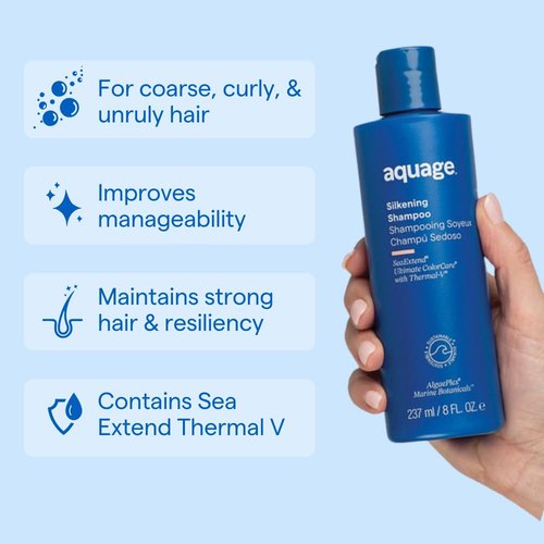 Aquage SeaExtend Silkening Shampoo - Nourishing Formula for Smooth, Shiny Hair | 12 oz