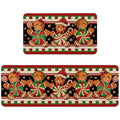 Gingerbread Christmas Kitchen Rugs Set - Floor Mat & Runner for Holiday Decor