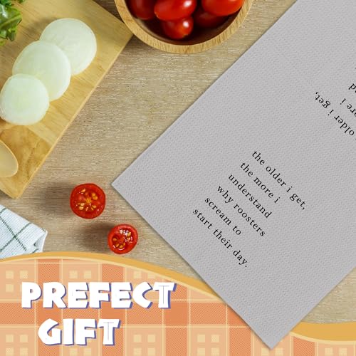 Funny Sarcastic Kitchen Towels - Hand Tea Dish Towel with Saying, Gray, 16x24, Variation: Funny-23