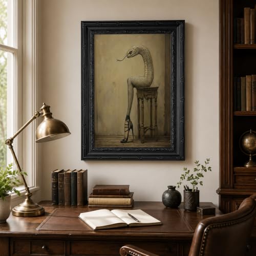 Snake in Human Form Gothic Canvas Wall Art - Framed Creepy Surreal Decor