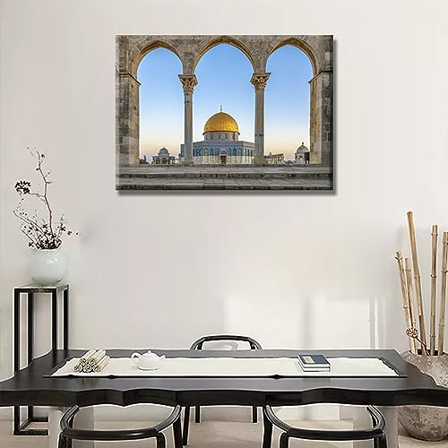 Canvas Wall Art Dome of the Rock Mosque Wall Decoration 28x20 Inches - Al-Aqsa Mosque