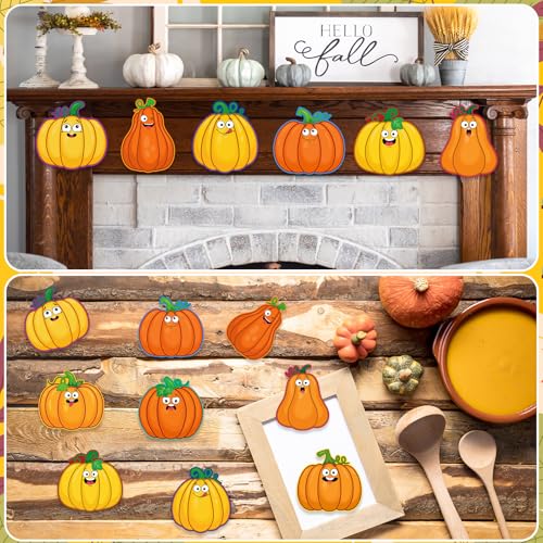 Fall Pumpkin Cutouts Decorations for Classroom & Party - Face Variation - 45 Pcs