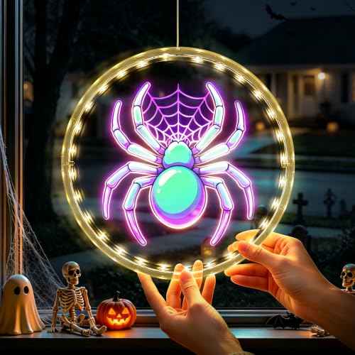 9.42 Inch Rechargeable Halloween Window Lights with Timer - 3 Pack Indoor Decor