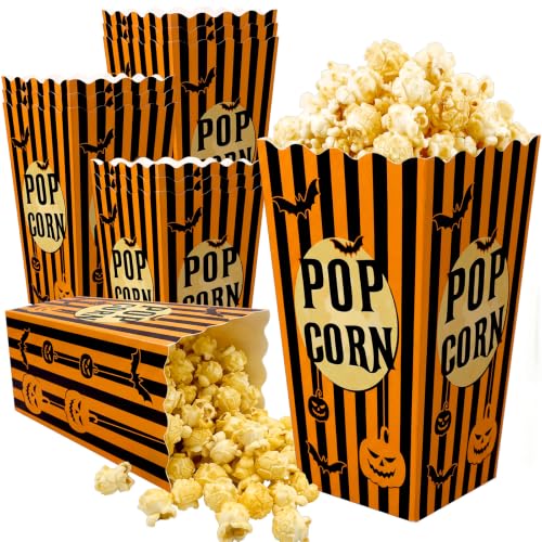 Halloween Popcorn Boxes - 100 Pack Cardboard Treat Containers for Parties