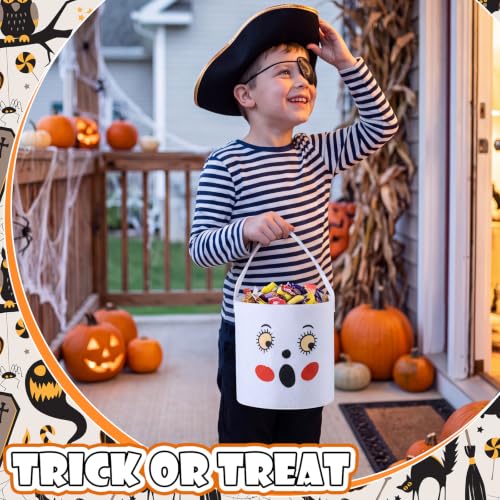 Vivid Style Halloween Candy Baskets Set of 4 with Handles - Ghost, Black Cat, Skeleton Designs