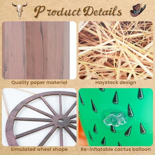 Western Party Decorations Set with Backdrop and Props for Cowboy Theme Events