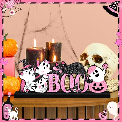 Halloween Pink Table Decorations Centerpiece - Pink Ghosts Metal Sign