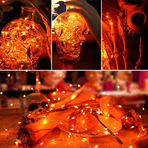 USB Fairy String Lights - 33Ft 100 LED Orange Flexible Wire, Indoor Outdoor Decor