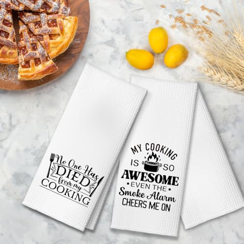 No One Has Died Kitchen Towels Set - Fun 2-Pack for Cooking Enthusiasts, Halloween & Gift