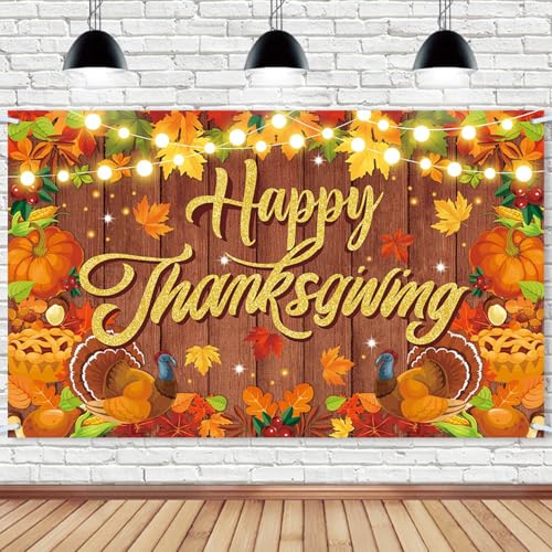 Thanksgiving Banner Backdrop - Large Fall Party Decorations 5.9x3.6Ft