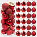 Red Christmas Ornaments Set - 24 Shatterproof Holiday Tree Bulbs