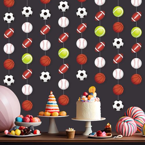 Sports Party Decorations Garland - 8 Paper Banners with Sport Variation
