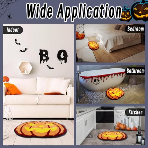Halloween Pumpkin Bath Rug - Non Slip Doormat for Bathroom & Kitchen Decor - Pumpkin Variation
