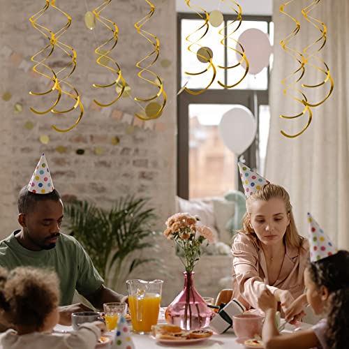 Gold Hanging Swirl Decorations - 30 Pieces Party Streamers & Vortex Swirls