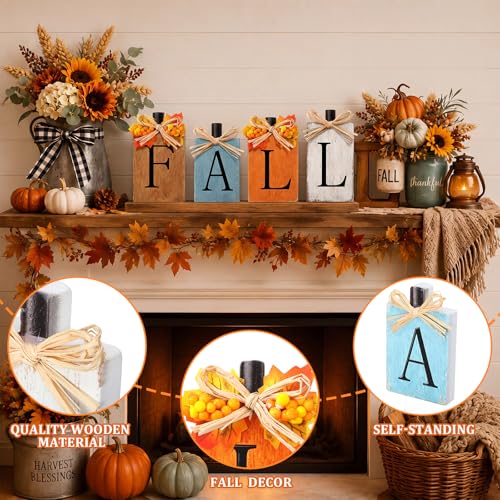 Wooden Fall Decor Set with Pumpkin Letters for Thanksgiving Home Table Centerpieces