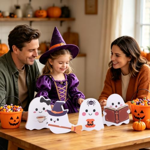 Halloween Ghost Tiered Tray Decor Set - Cute Indoor Tabletop Spooky Decorations