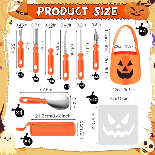 Halloween Pumpkin Carving Kit 80 Vivid Style Set with Templates & Tote Bag - 76 Pieces