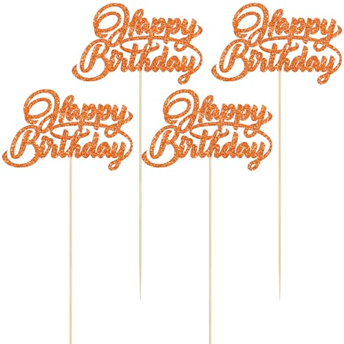 Ephlyn 12Pcs Happy Birthday Centerpiece Sticks Orange Party Decorations