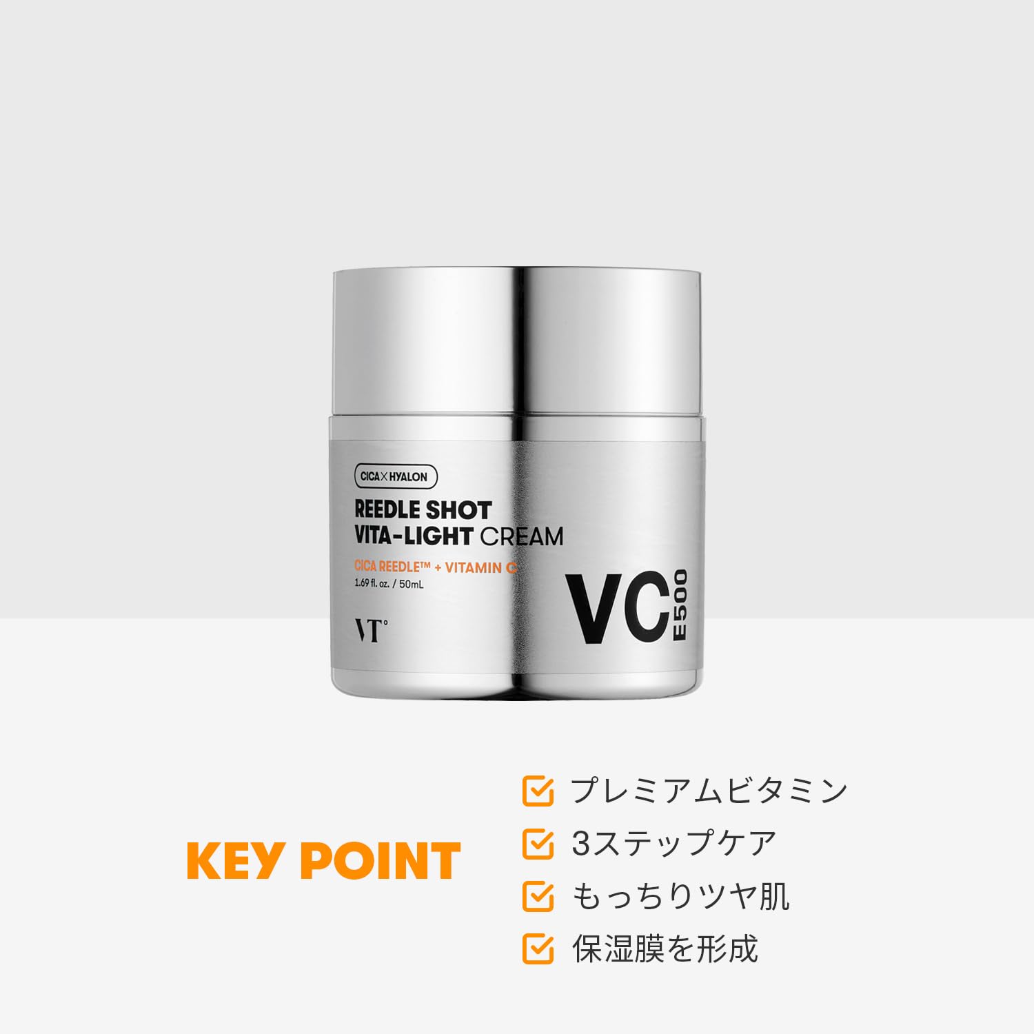 VT COSMETICS Vita-Light Cream | Vitamin C Cream with Vitamin B & E, Face Cream For Glowing & Radiant Skin, Dry, Normal or Sensitive Skin 1.69Fl Oz(50ml)