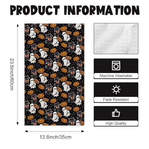 Halloween Kitchen Towels Set - Black Cat Ghost Boo Design, 2 Pcs, Towel13
