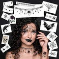 Spider Witch Halloween Temporary Tattoo Kit - 16 Waterproof Body Art Designs - Easy Costume Accessory