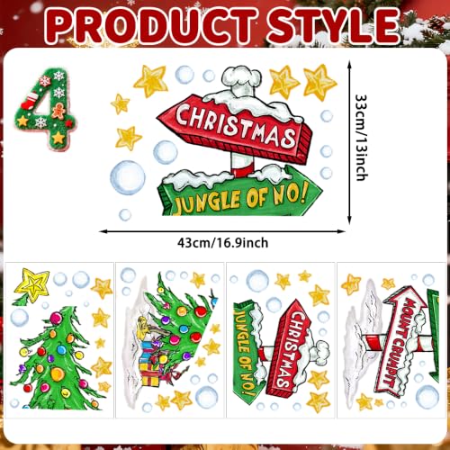Christmas Window Decals - Curved Tree Arrow Sign Set for Festive Decor - Variation: Christmas Tree