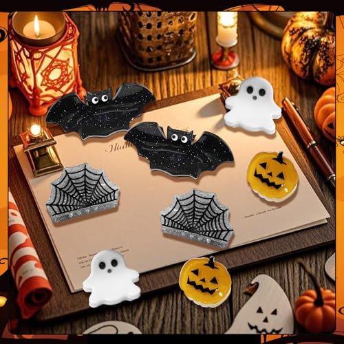 Halloween Claw Clips Set - Spooky Pumpkin Ghost Spider Web Hair Accessories for Kids