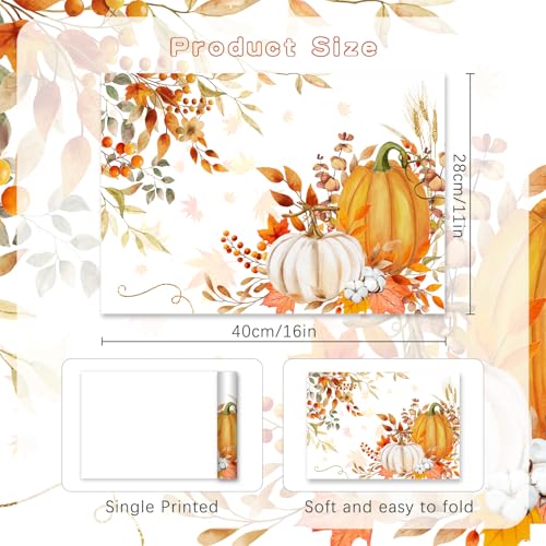 Disposable Paper Placemats Set - Thanksgiving Fall Pumpkin Style 1 - 50 Pack