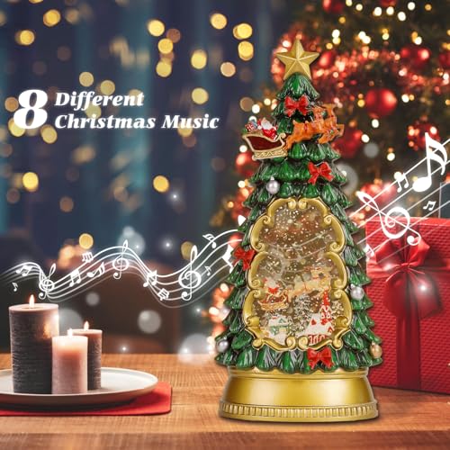Christmas Snow Globe Lantern with Reindeer Vehicle - Musical & Timer Decor