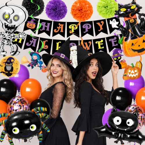 Halloween Party Decorations Set with Banner Balloons and Themed Ornaments