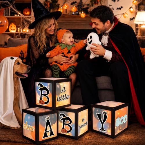 Halloween Baby Shower Decorations Set - A Little Boo Is Almost Due - Black