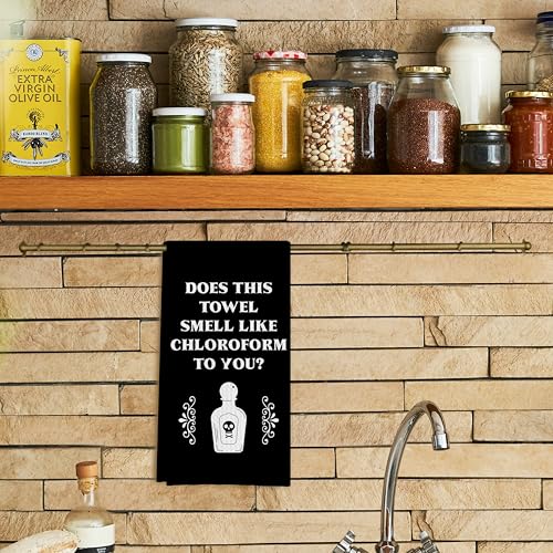 Funny Black Kitchen Dish Towels - Gothic Witchy Tea Towels, 16x24 inches - Casual Variation