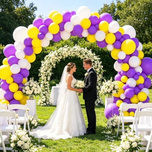 Balloon Arch Kit - Purple Yellow White Party Decorations for Birthdays Weddings & Events