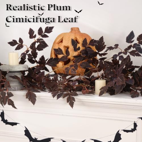 9 Ft Fall Garland with Plum Seeds for Halloween & Thanksgiving Decor - 2 Pack