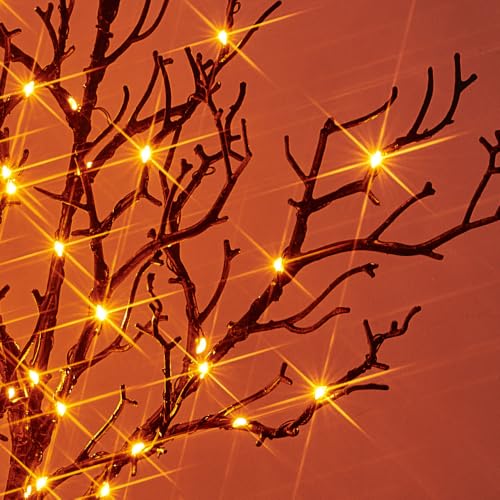Lighted Halloween Willow Branches with Timer, 21 Inches, Orange LED Decor