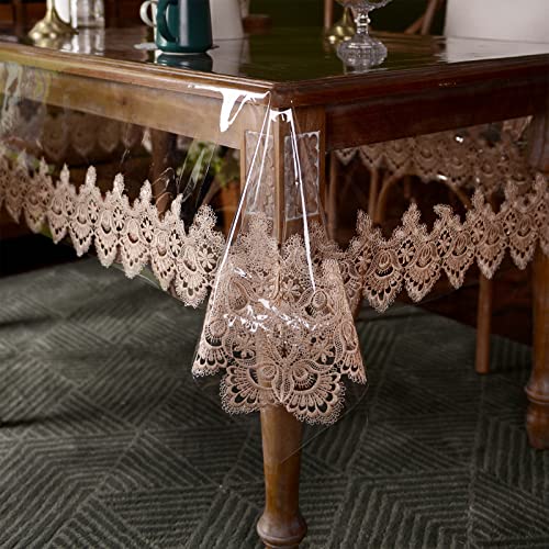 Gold Lace PVC Tablecloth 52x70 Inch Waterproof Oilproof Rectangular