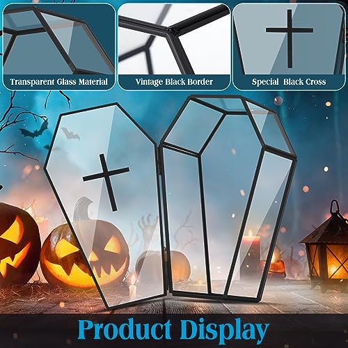 2 Pack Glass Coffin Jewelry Boxes with Lid - Gothic Halloween Decor