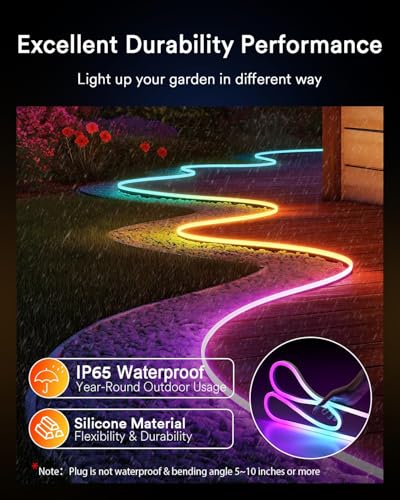 Outdoor Waterproof RGBW Neon Rope Light with App Control - IP65, Flexible Silicone