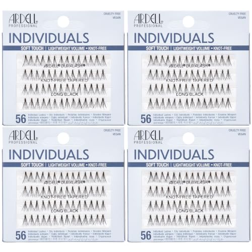 False Eyelash Clusters - Knot-Free Long Black Individual Lashes, Natural Look, 56 Pack - Soft Touch Variations