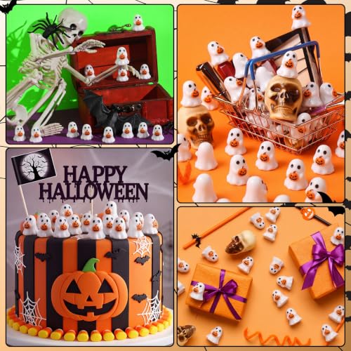 Mini Ghost Pumpkin Figurines Bulk - 50 Pieces Halloween Decorations - Variation of 50 / Ghost
