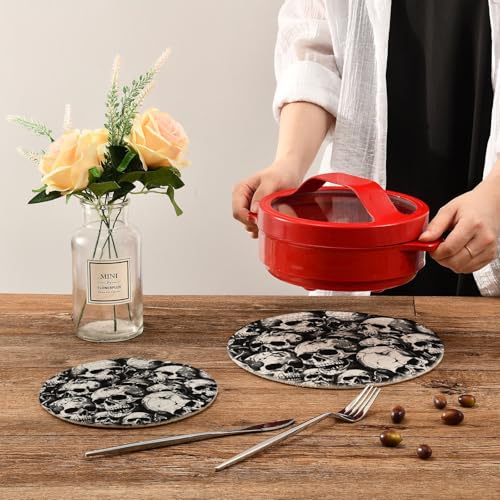 Halloween Skeleton Skull Potholders Trivets Set of 2 Kitchen Coasters for Cooking Baking
