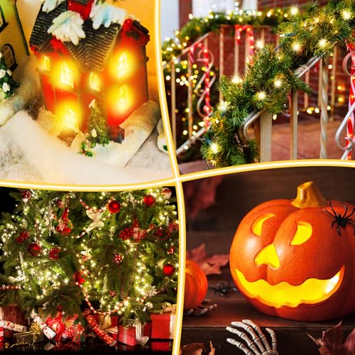 Leelosp 2 Pack LED C7 Light Cord with 10 Bulbs - 19.7 FT Christmas Village Lighting - Adjustable Brightness