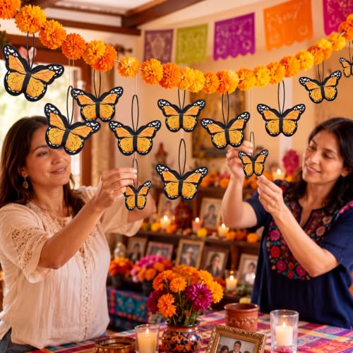 Monarch Butterfly Decorations Set - Day of the Dead Wall & Party Decor, 16 Pieces - Variation of 16 Butterfly