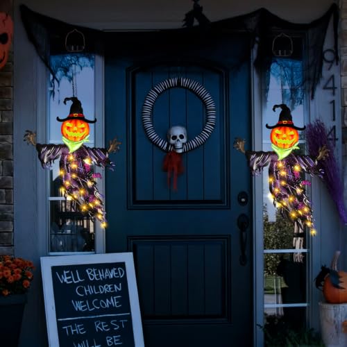 Halloween Pumpkin Solar Hanging Decor - Orange, Outdoor Waterproof Lawn Light