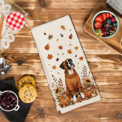 Boxer Dog Kitchen Hand Towels - Fall Decor, 16x24, Funny Gift, Variation of Boxer Dog