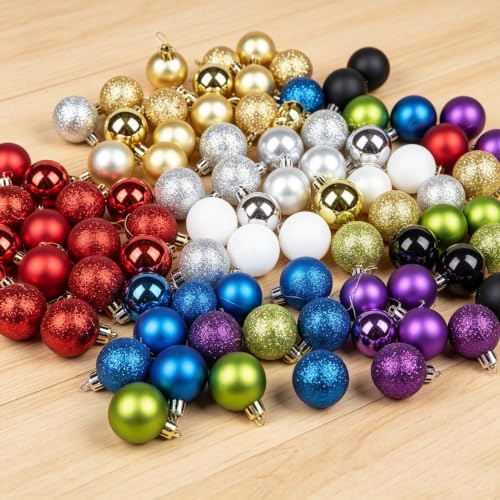 24PCS Mini Orange Christmas & Halloween Ornaments - Shatterproof Plastic Decorative Hanging Balls, 1.2 Inches