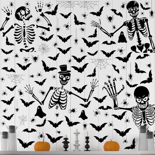 ReliThick Halloween Skeleton Wall Decals with Bat and Spider Variation