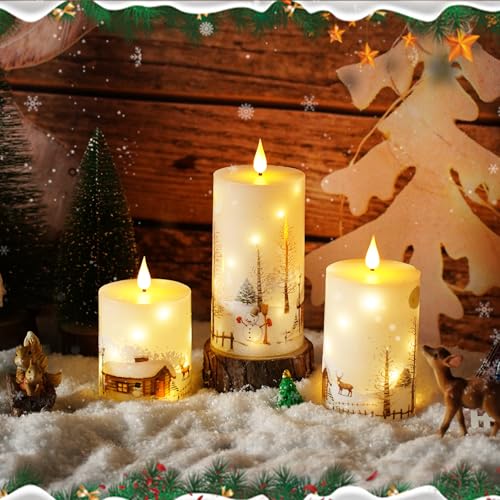 White Flameless Candles with Remote Control - Christmas LED Candle Set of 3