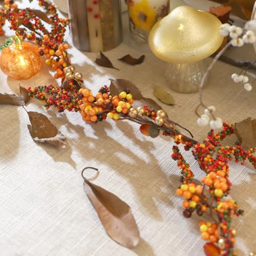 Berry Garland with Lights - Fall 6.5FT Battery Operated Fairy Lights with Remote